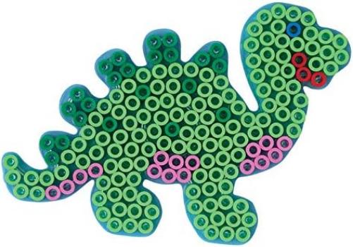 Hama Perlen 8101 Peg Plates Set of 2 for Maxi Ironing Beads with Diameter 10 mm, Teddy Bear and Dinosaur Motifs in Transparent, Creative Craft Fun for Children and Teenagers Teddy and dino