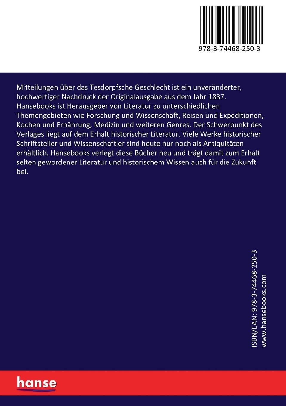 Mitteilungen über das Tesdorpfsche Geschlecht