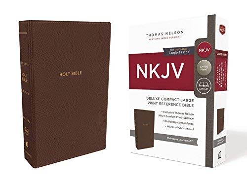 NKJV, Deluxe Reference Bible, Compact Large Print, Leathersoft, Brown, Red Letter, Comfort Print