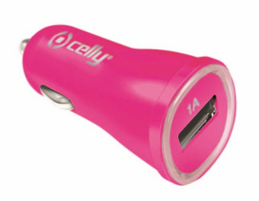 Car Charger 1A Usb Port Pink