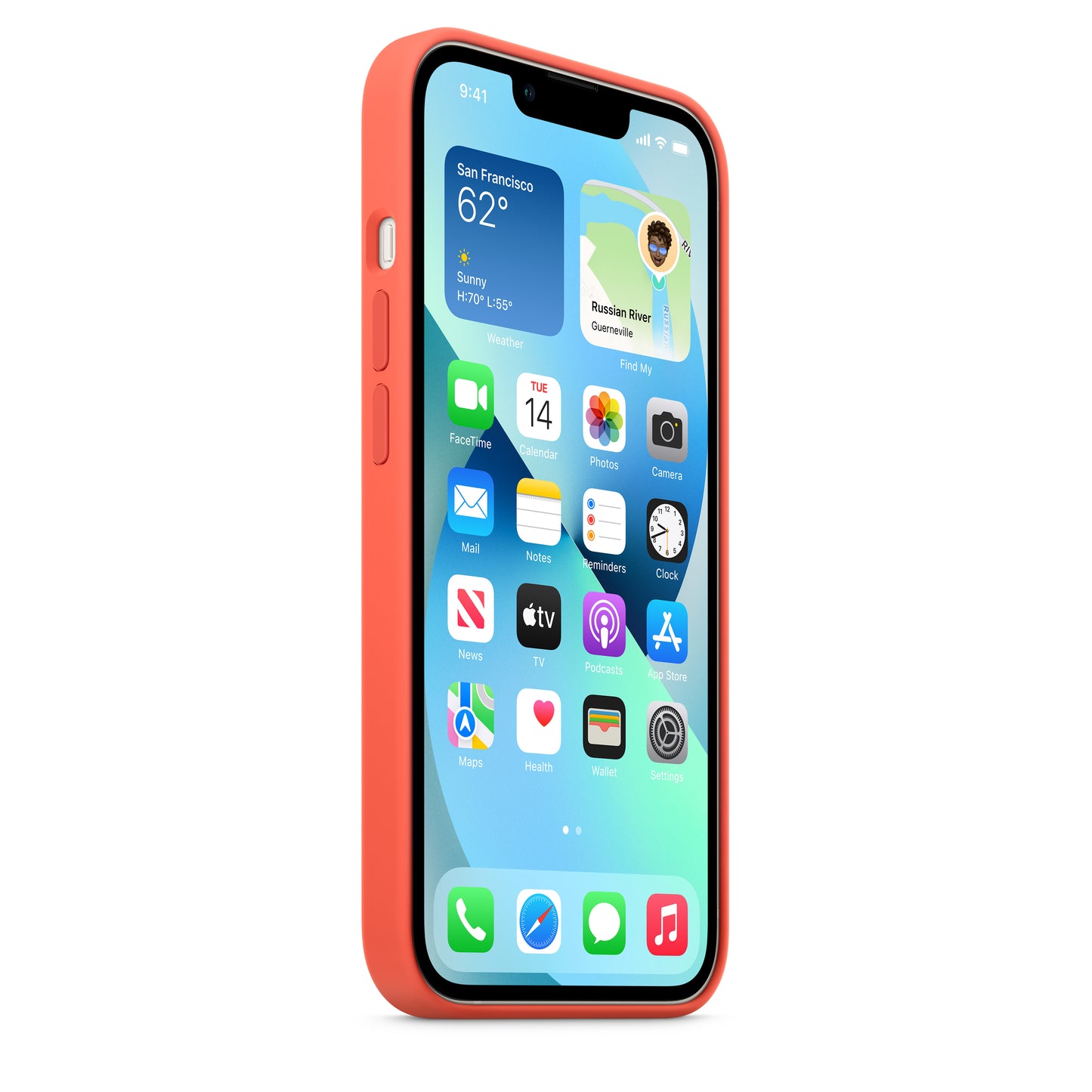 Apple - Back Cover For Mobile Phone - Magsafe Compatibility - Silicone - Nectarine - For Iphone 13