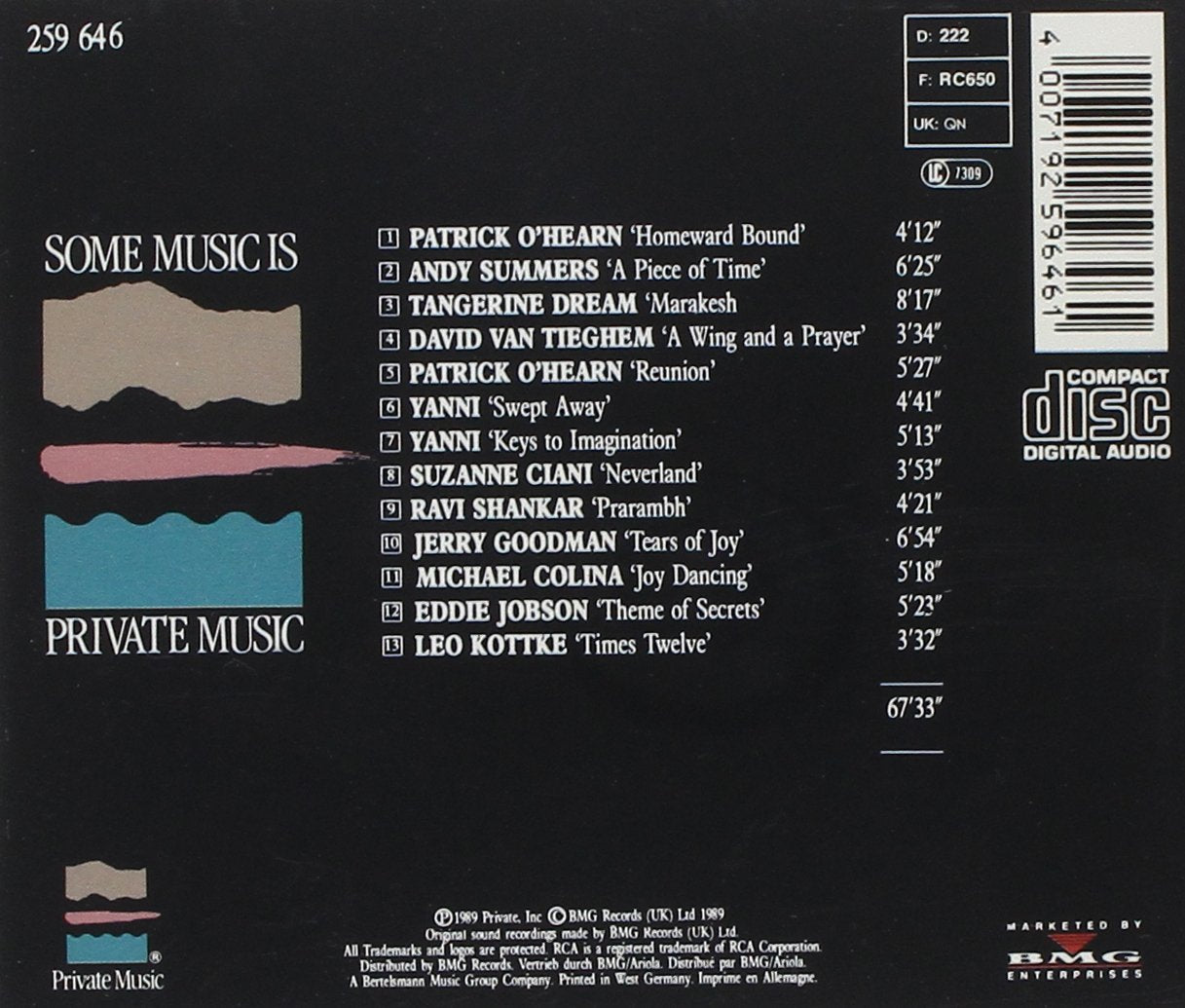 Patrick O'Hearn, Tangerine Dream, Ravi Shankar..