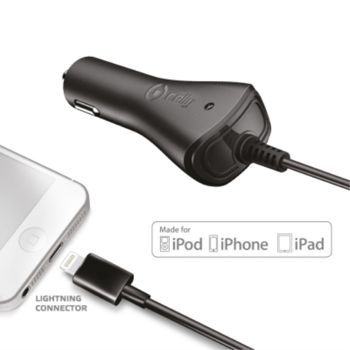 Car Charger Lightning 1A Black Mfi