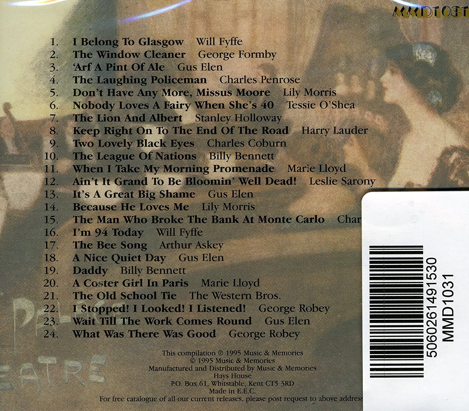 Music Hall Days : Will Fyffe, George Formby, Gus Elen, Charles Penrose, Lily Morris...