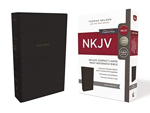 NKJV, Deluxe Reference Bible, Compact Large Print, Leathersoft, Black, Red Letter, Comfort Print