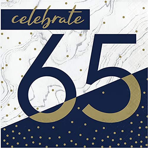 Ln 12/16Ct 2P 65 Navy & Gold Milestone Bkf. Tovagliolo Carta 33 X 33 Cm N. 65 Navy & Gold