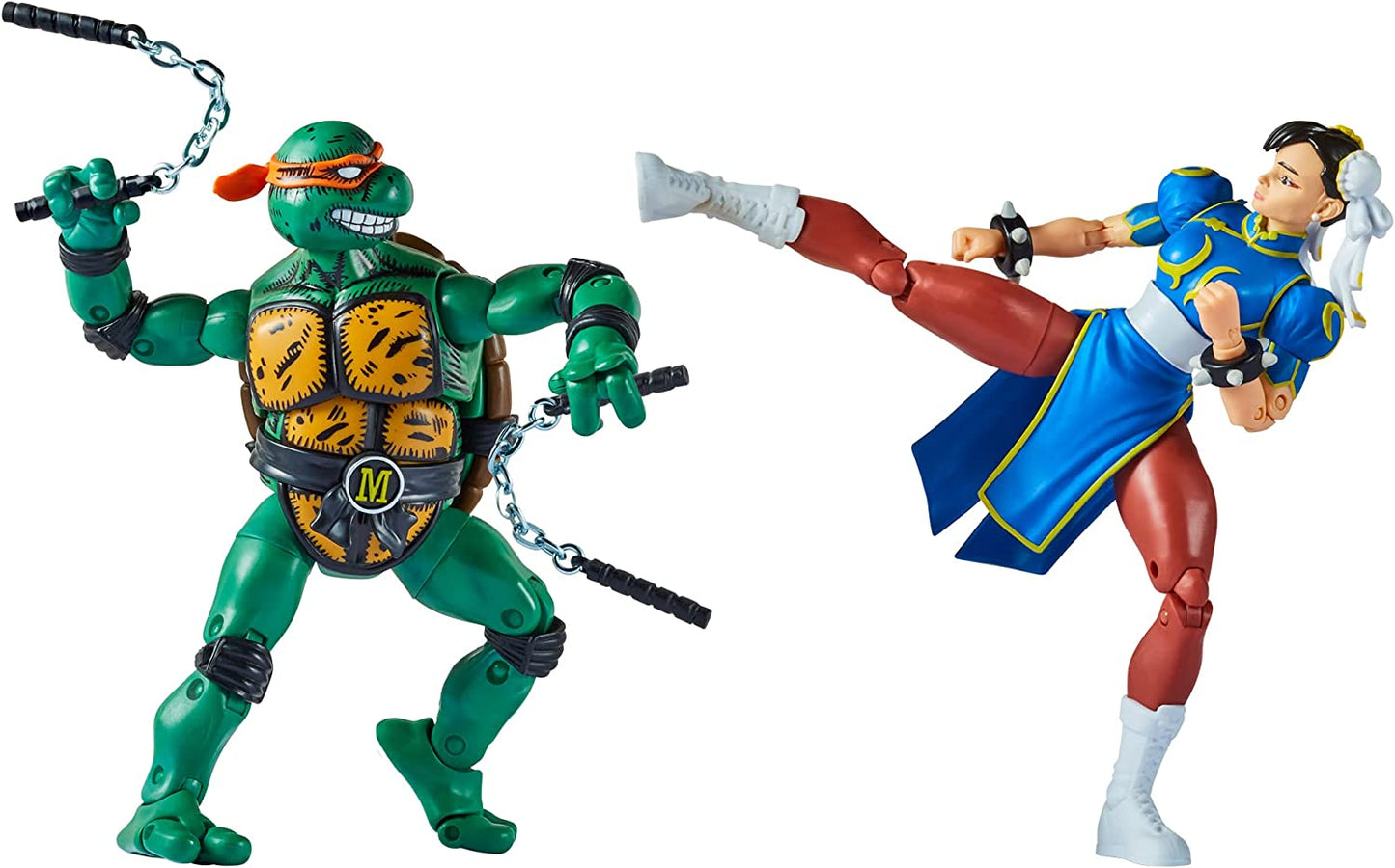 BANDAI P81252 6'' Street Fighter Chun-Li and Michelangelo Ninja Turtle Action Figures with Articulation