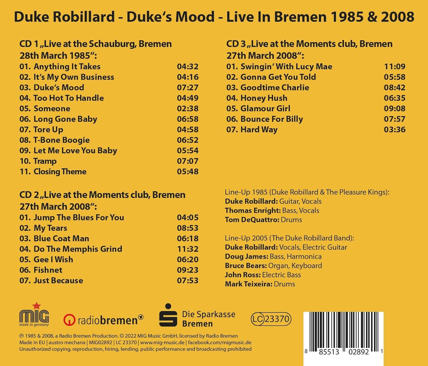 Duke's Mood: Live in Bremen 1985/2008