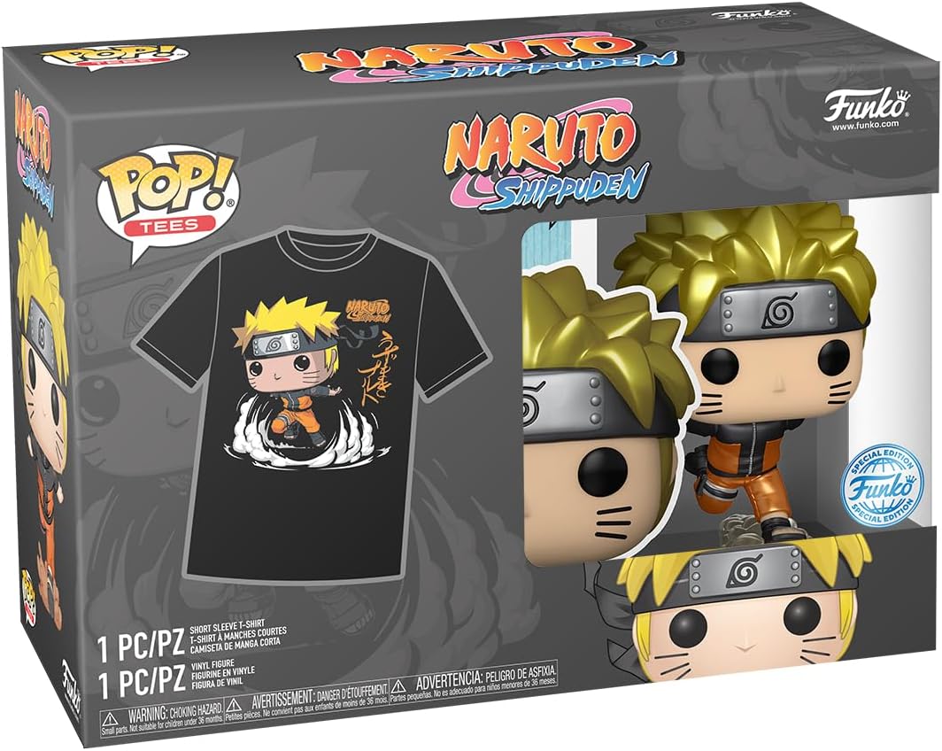 Funko POP! & Tee: Naruto - Naruto Run - Metallic - Extra Large - (XL) - T-Shirt - Clothes With Collectable Vinyl Figure - Gift Idea - Toys and Short Sleeve Top for Adults Unisex Men and Women