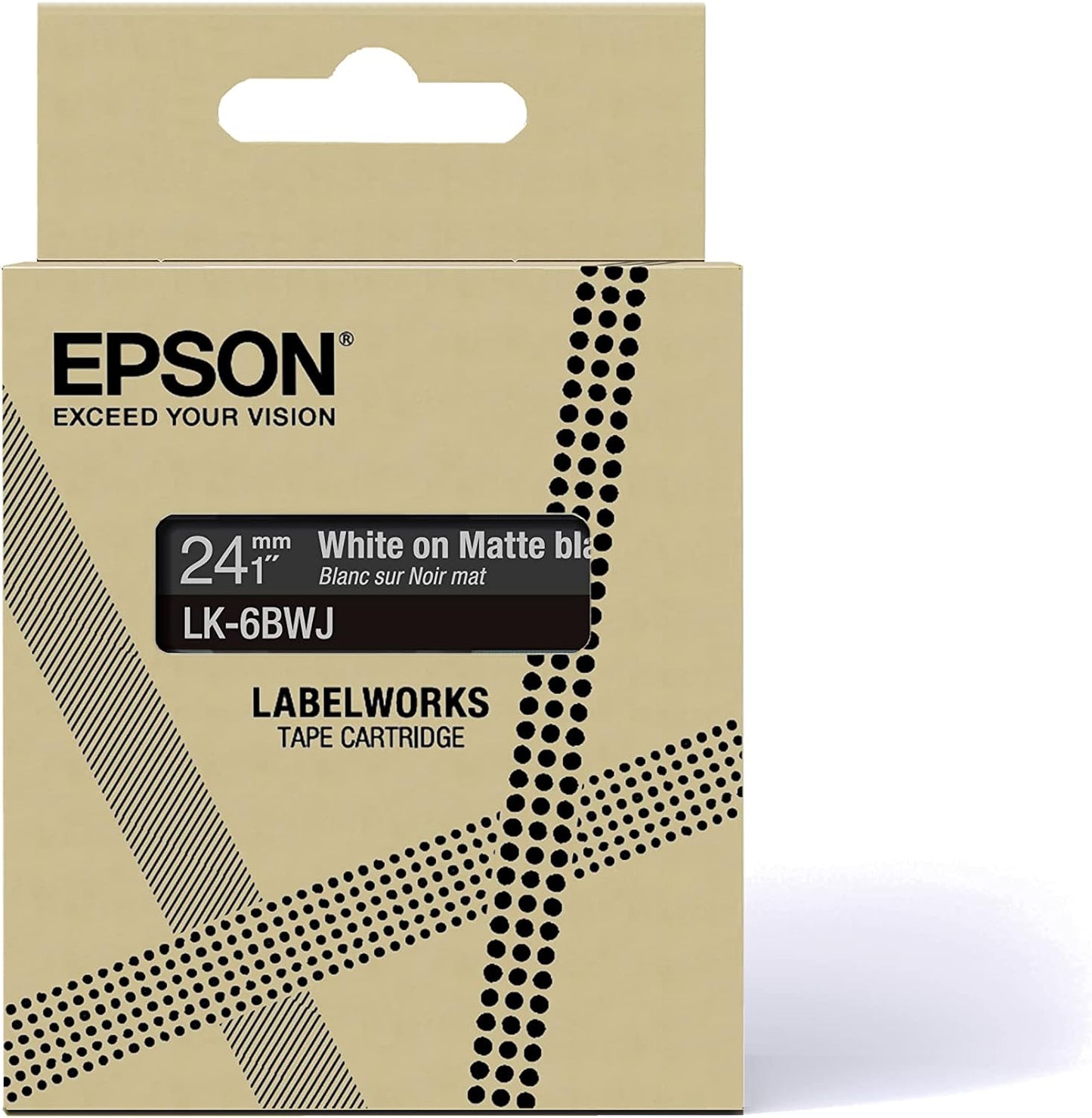 Epson Etikettenkassette, mattes Beschriftungsband LK-5YBJ schwarz auf gelb, langlebiges Band für Epson LabelWorks Etikettendrucker, wasser- & verschleißfest, 8 m x 18 mm