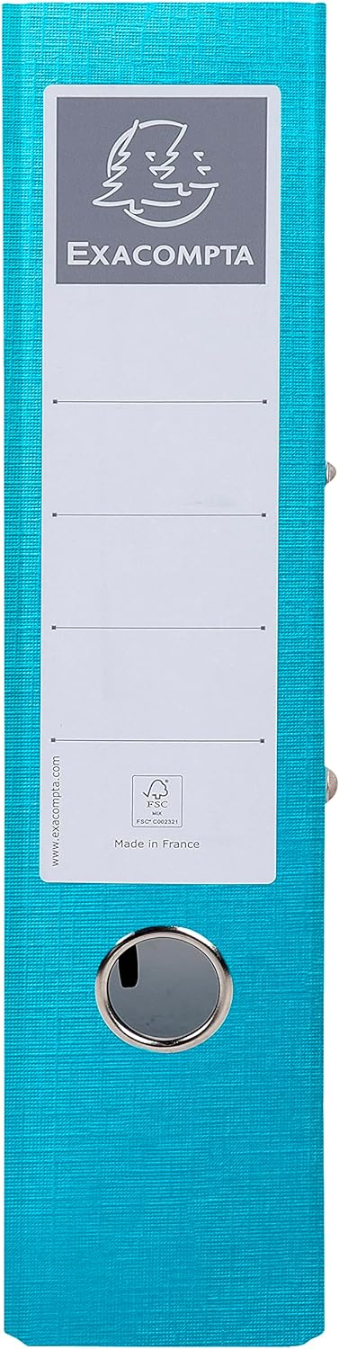 Exacompta - Ref. 53652E - 1 Teksto Prem'Touch lever arch file - 80 mm spine - 80 mm mechanism - gripping eyelet - external dimensions 32 x 29 cm - A4 file format - turquoise colour
