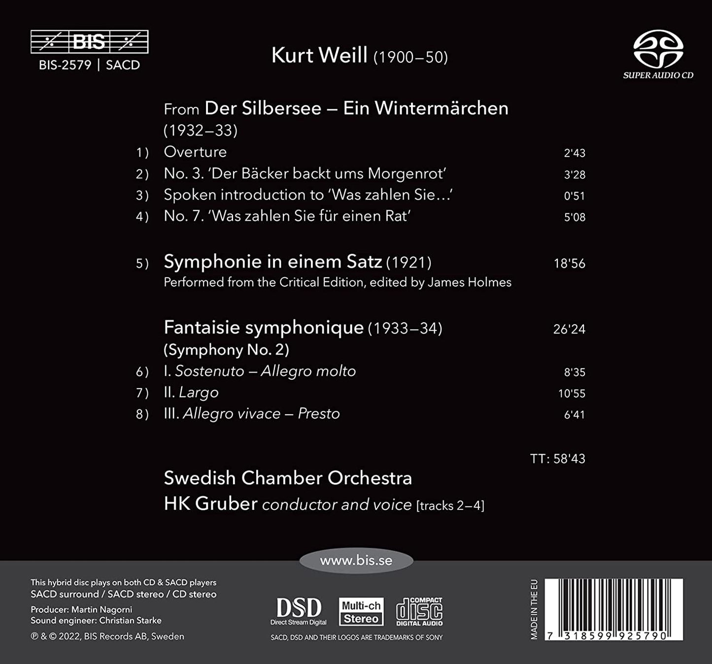 Kurt Weill: Symphonies Nos. 1 & 2/Der Silbersee Excerpts