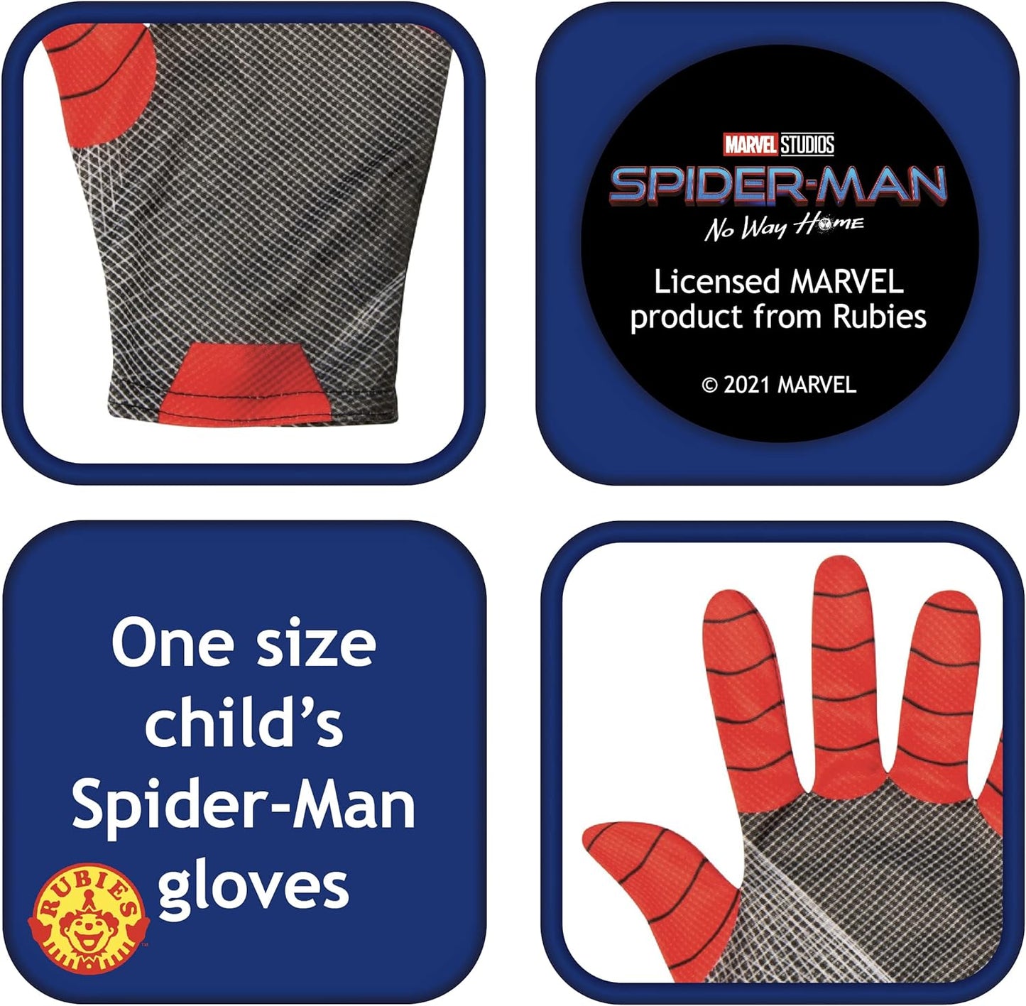 Rubie's Official Marvel Spider-Man 3 No Way Home Kids Dress Up Gloves Version 3, One Size Red/Black