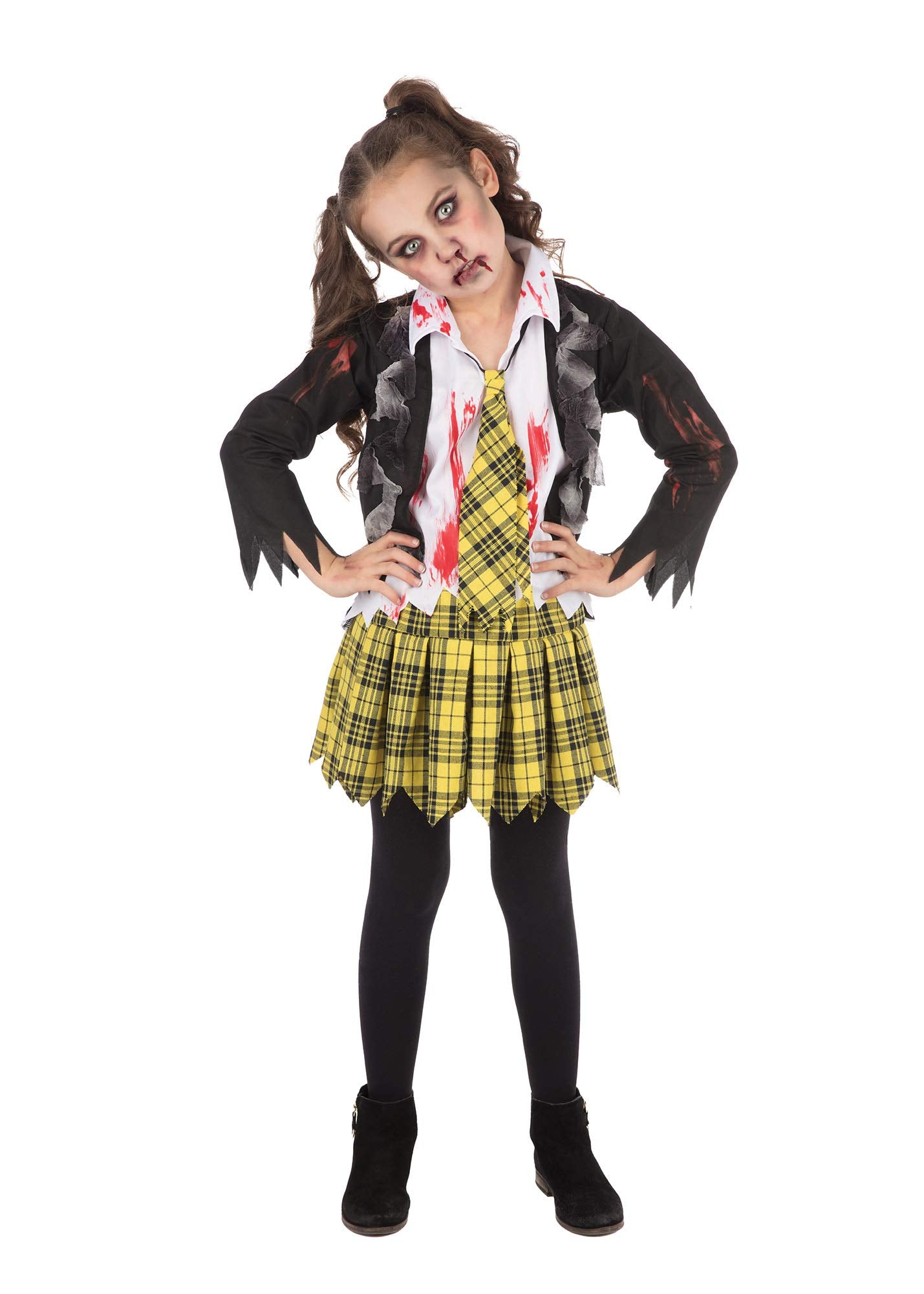 Bristol Novelty CF251XL School Zombie Girl Extra Large Costume, White, Yellow, Black, Age