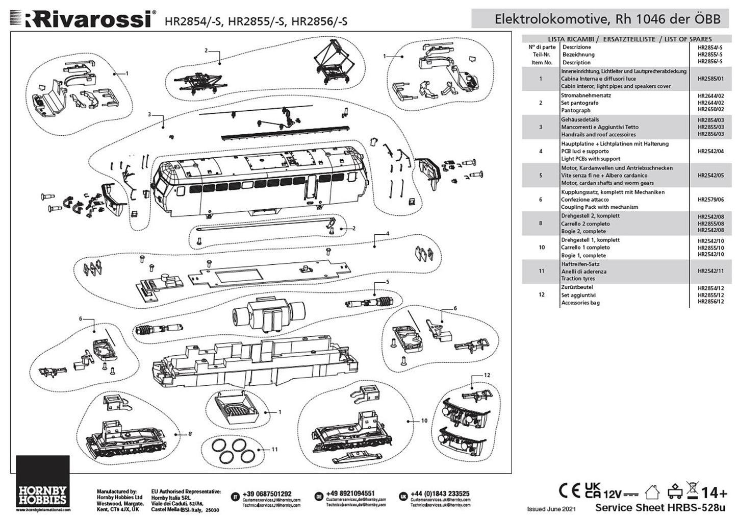 Rivarossi ÖBB, electric locomotive class 1046, Valousek-livery, period IV-V, DCC Sound