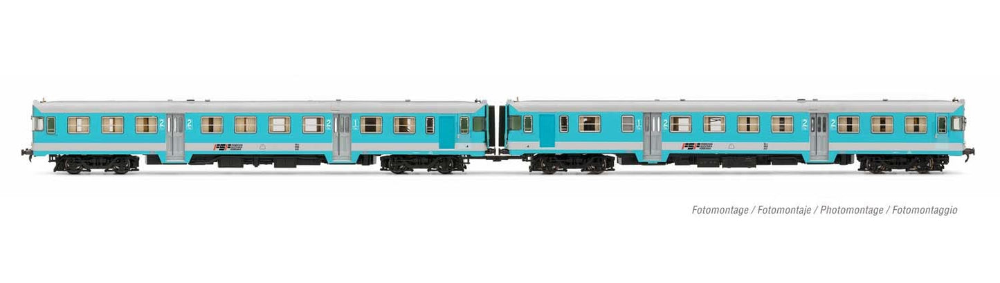 Lima Railway - Locos HL2656 FSF, 2-unit pack of diesel railcars ALn 668 "Freccia Orobica" in light blue/grey livery, motorized unit + dummy, period IV