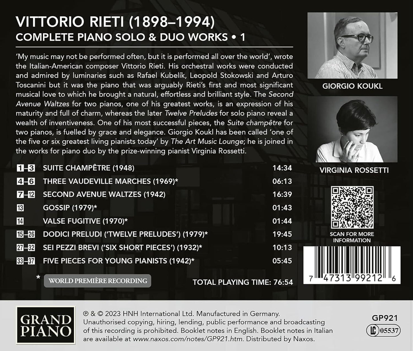 Rieti: Complete Piano Solo & Duo Works - Volume 1