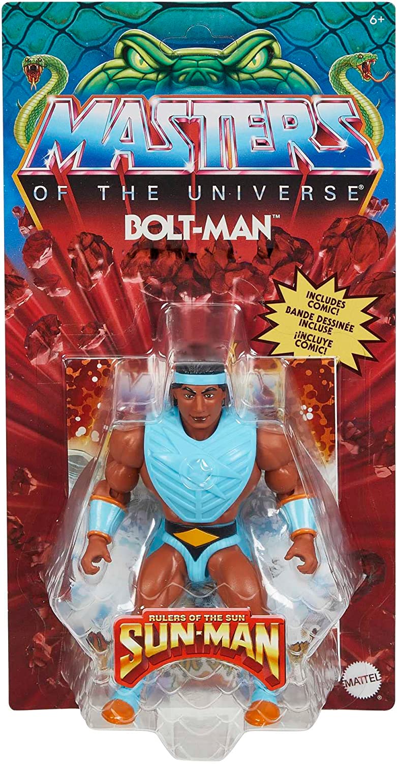 Masters of the Universe Origins Action Figure Rise of Snake Men Bolt Man, Articulated Collectible MOTU Toy with Accessory and Mini Comic, HKM66
