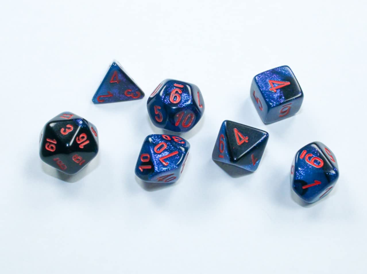 DND Dice Set-Chessex D&D Dice-Gemini: Mini 7pc Polyhedral Black-Starlight/red Dice Set-Dungeons and Dragons Dice Includes 7 Dice – D4, D6, D8, D10, D12, D20 and D%
