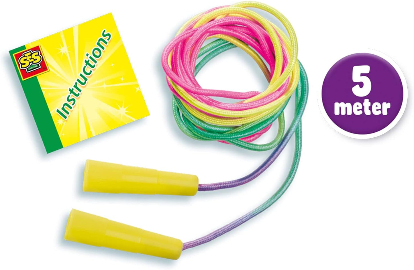 SES Creative 02244 XL Jumping rope (5 meter) - 5 meters, Neon rainbow, Playtips, Age 5+
