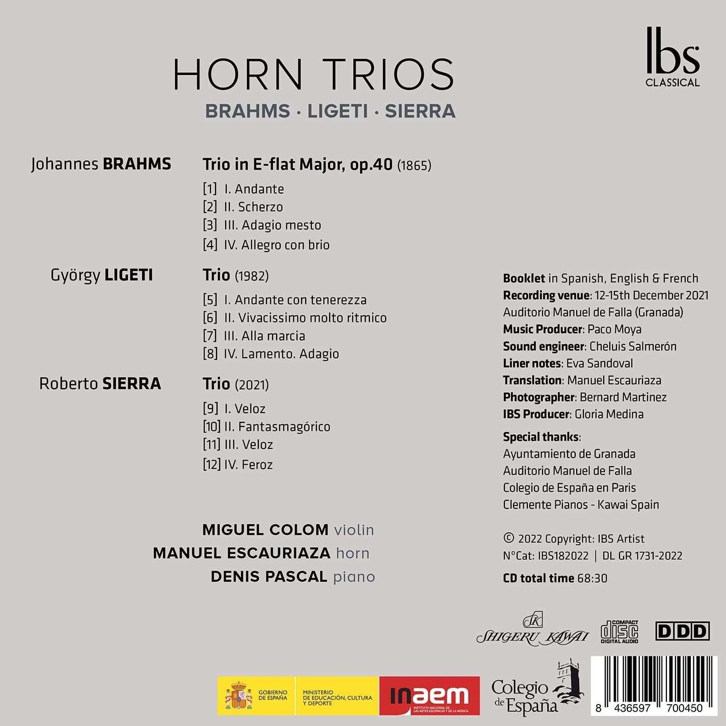 Brahms/Ligeti/Sierra: Horn Trios