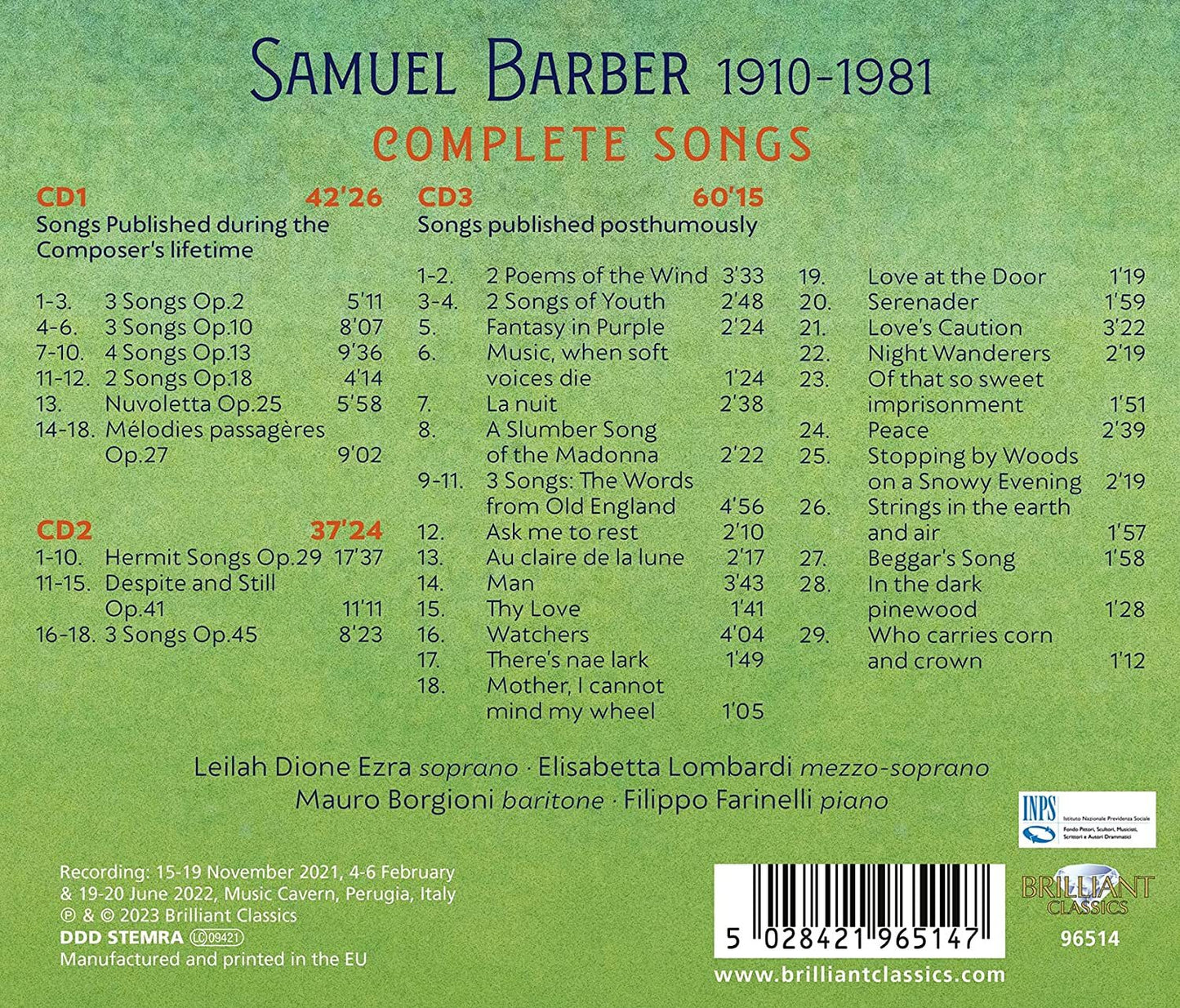 Samuel Barber: Complete Songs