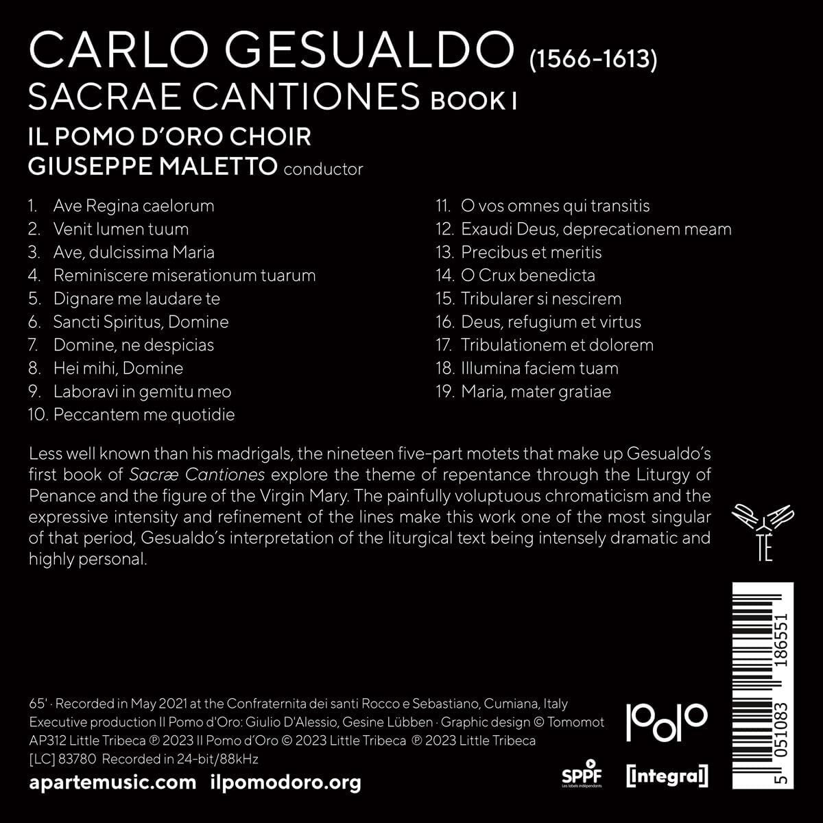 Gesualdo: Sacræ Cantiones (Liber Primus)