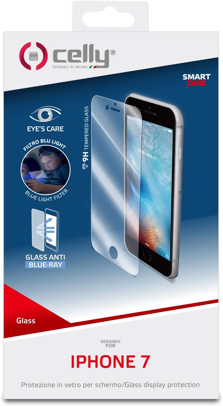 Celly Protective Antiblueray Glass Screen Protector for iPhone 7 - Transparent