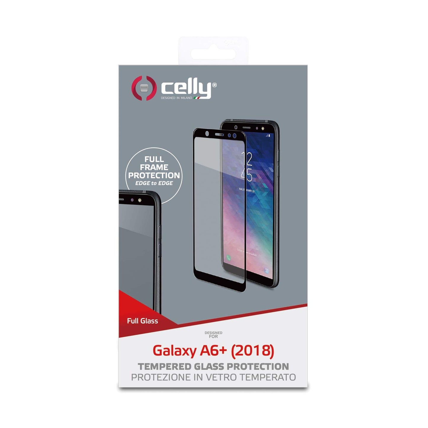Celly Full Glass Galaxy A6+ 2018 1 pc(s) Screen Protector (Screen Protector, Samsung, Galaxy A6+ 2018, Scratch Resistant, Black, Transparent, 1 Piece(s))