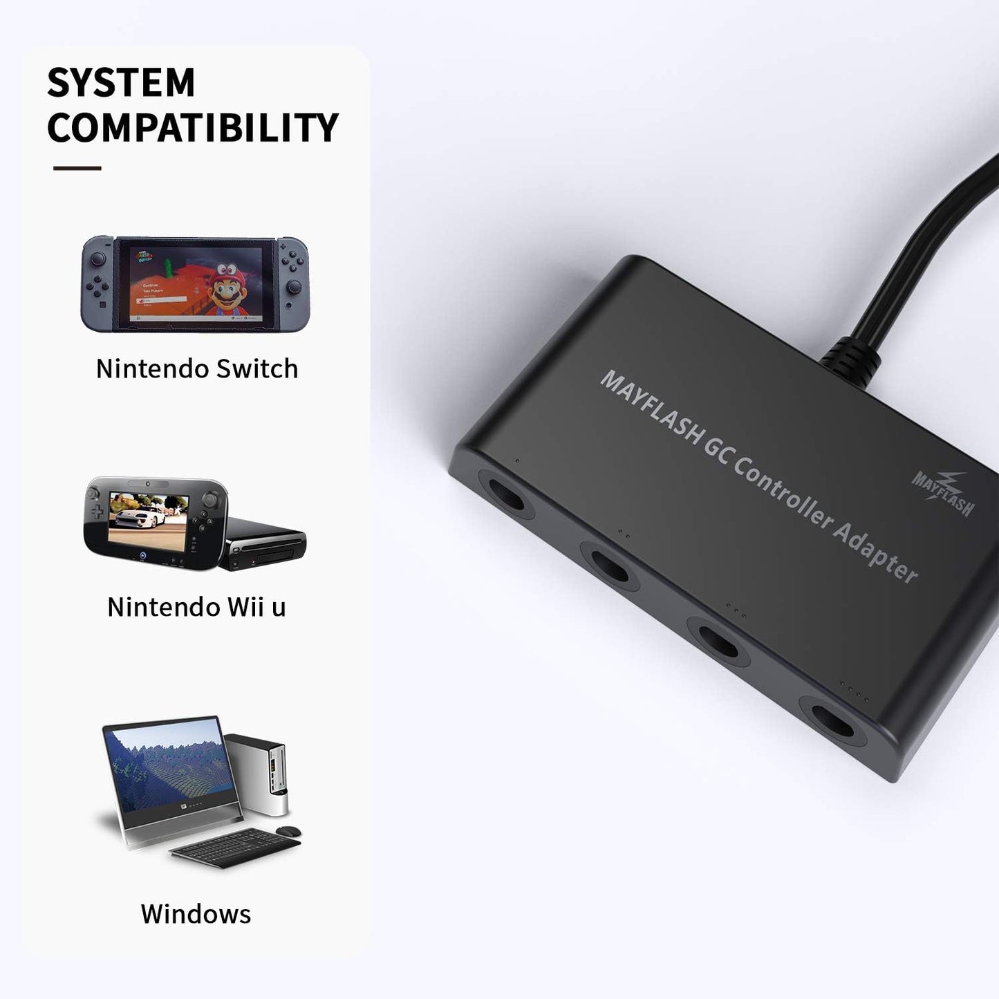 Mayflash Adapter compatible for GameCube Controller to Wii and Wii U (Dual Pack)