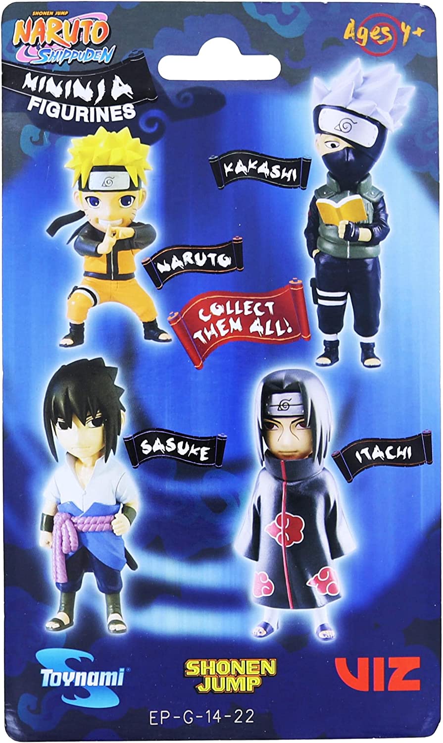 Naruto Shippuden Mininja Figurine Assortment - Sasuke Officially Licenced Figurine - Approx 4”