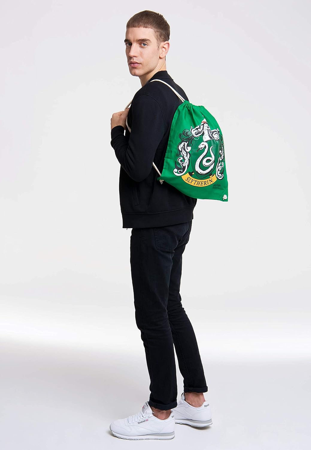 Logoshirt® Harry Potter - Slytherin Logo I Printed Gym Bag - Fabric Backpack 100% Cotton I AZO-Free I Green I Original Licensed Design