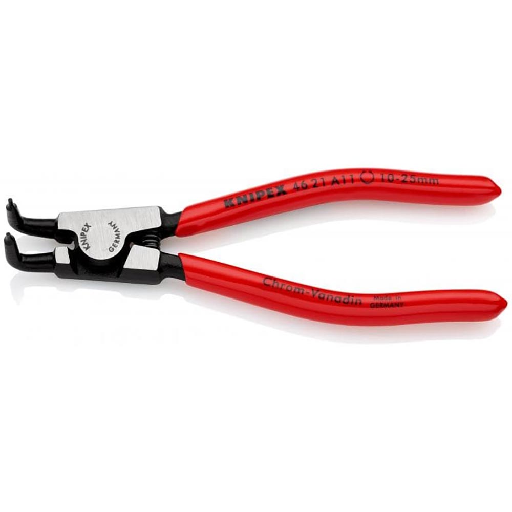 Knipex Circlip Pliers for external circlips on shafts black atramentized, plastic coated 125 mm (self-service card/blister) 46 21 A11 SB