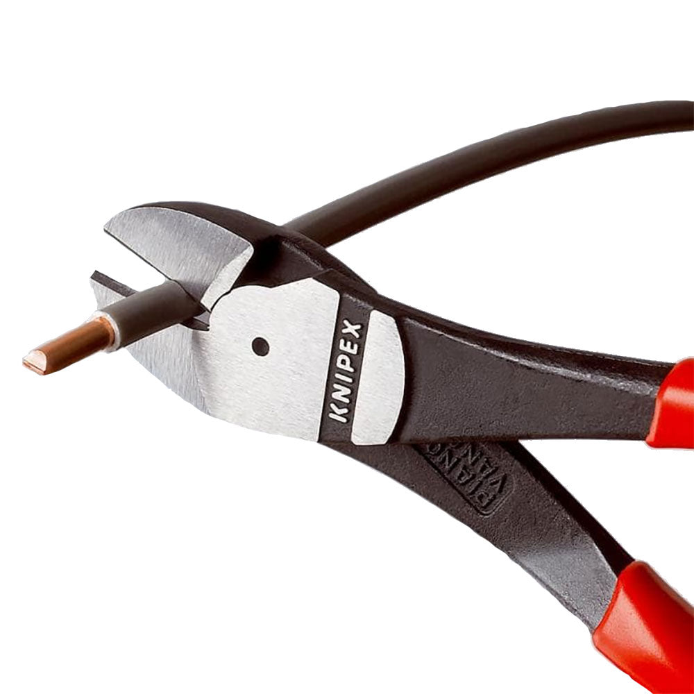 Knipex High Leverage Diagonal Cutter black atramentized, with multi-component grips 180 mm 74 12 180