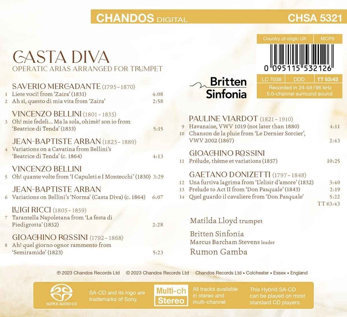 Matilda Lloyd: Casta Diva: Operatic Arias Transcribed for Trumpet