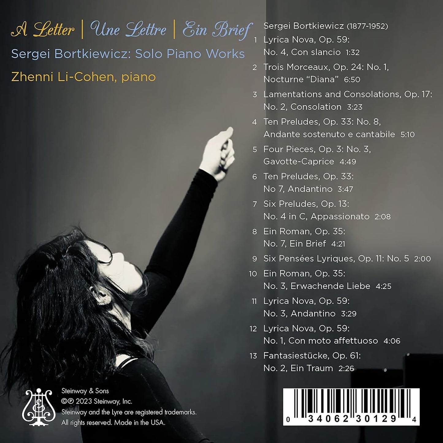 A Letter: Sergei Bortkiewicz Solo Piano Works