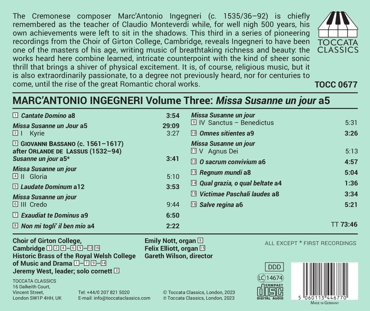 Marc' Antonio Ingegneri: Missa Susanne Un Jour A5: Motets for Double Choir - Volume 3