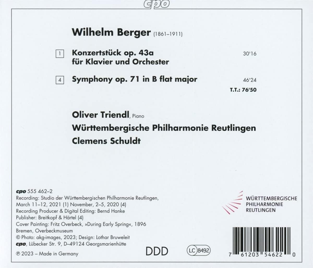 Wilhelm Berger: Symphony Op. 71/Konzertstück Op. 43a