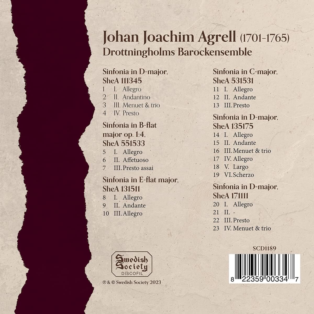 Johan Joachim Agrell: 6 Works for Orchestra