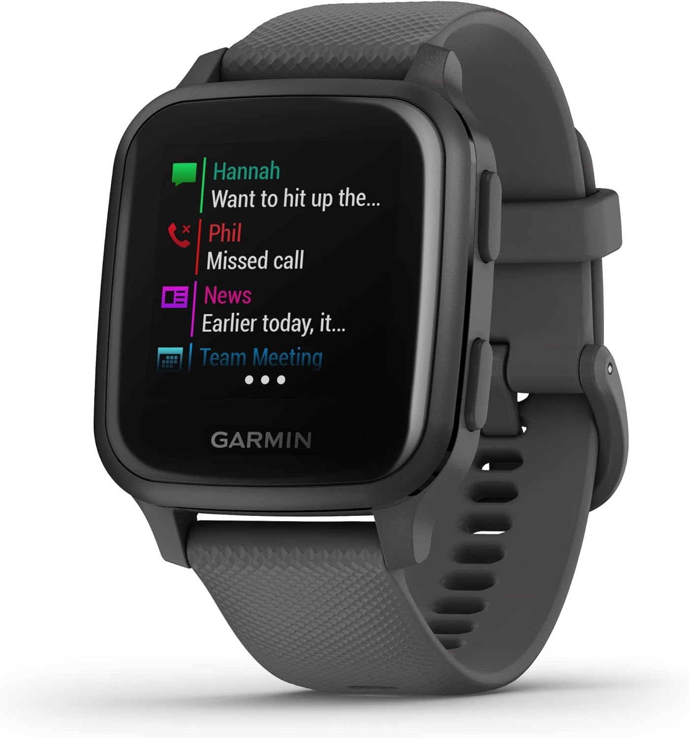 Garmin Venu Sq — waterproof GPS fitness smartwatch with 1.3” touch display, health tracker & sports apps, heart rate measurement, sleep analysis, 6-day battery life, contactless payment Shadow Grey Venu Sq