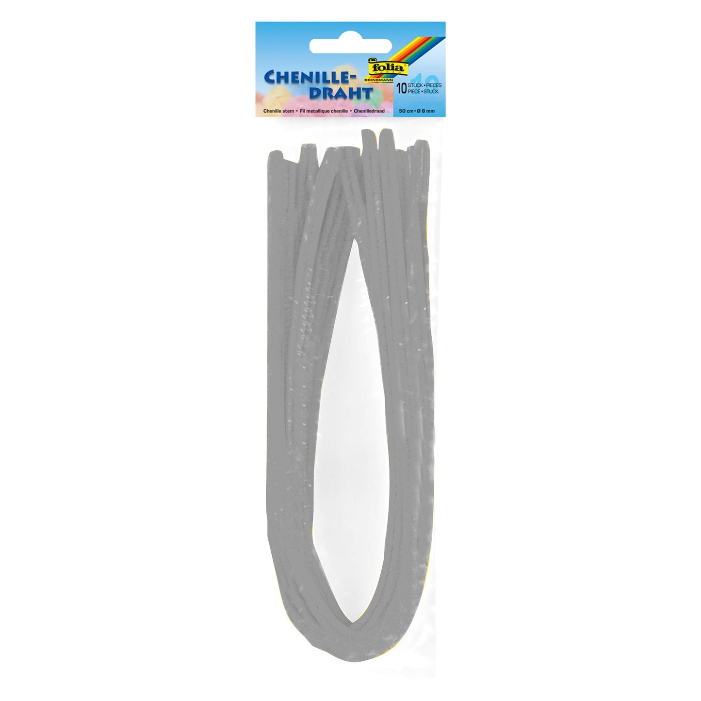 Folia 77880 Chenille Wire – Pipe Cleaners – Light Grey