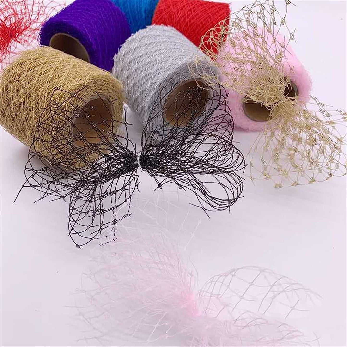 XAOLIUN Tulle Roll Shiny Crystal Golden Grid Gauze Organza Ribbon 6cm DIY Hairbow Brooch Accessories Handmade Tape (Color : Purple, Size : 1pc) 1pc Golden,Purple