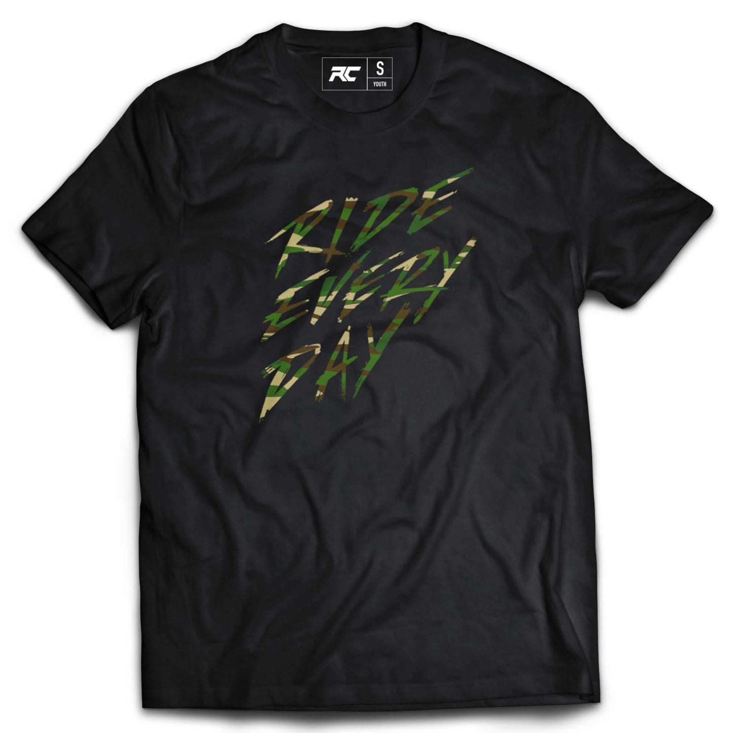Ride Every Day Youth T-Shirt Black/Camo M