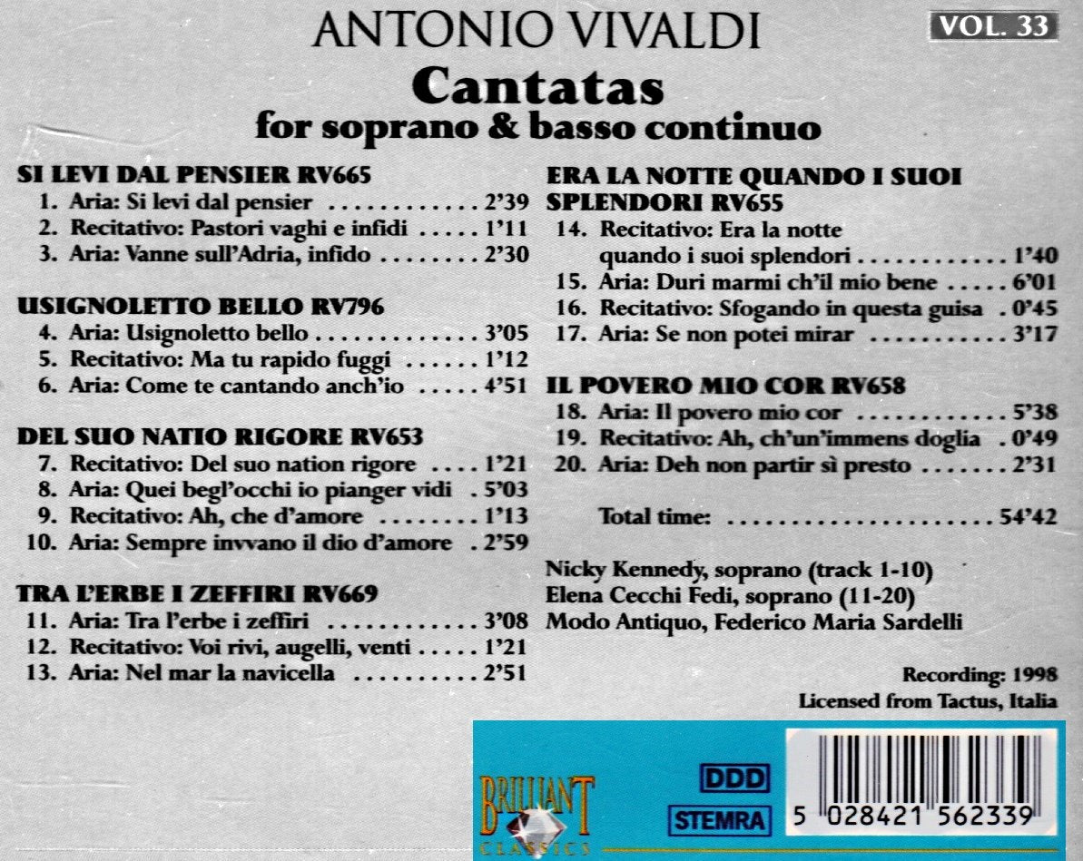 Cantatas For Soprano & Basso Continuo