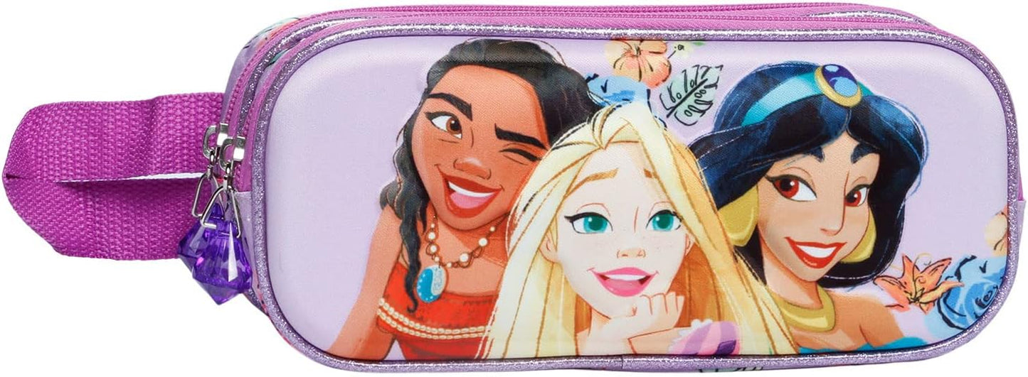 Disney Princess Fairytale-3D Double Pencil Case, Mauve, 22 x 9.5 cm