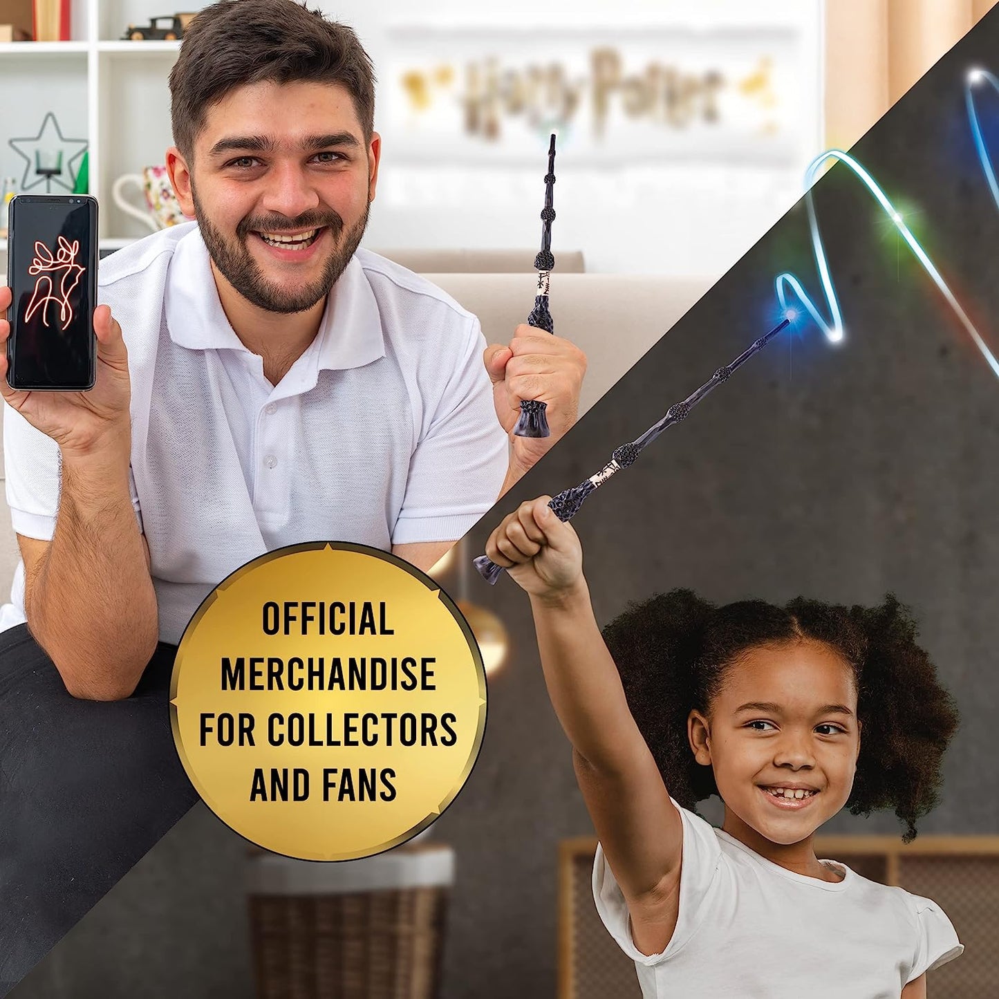 WOW! STUFF - The Elder Deluxe Harry Potter Rechargeable Light - Painting Wand with Multi - Coloured LED Tip, Multicolor, 14 Inches 14" Rechargeable Elder Wand Single