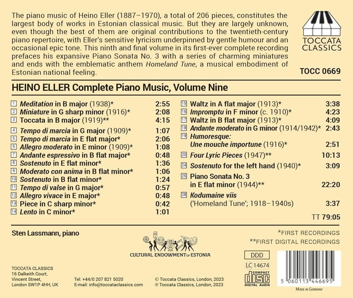 Heino Eller: Complete Piano Music - Volume 9