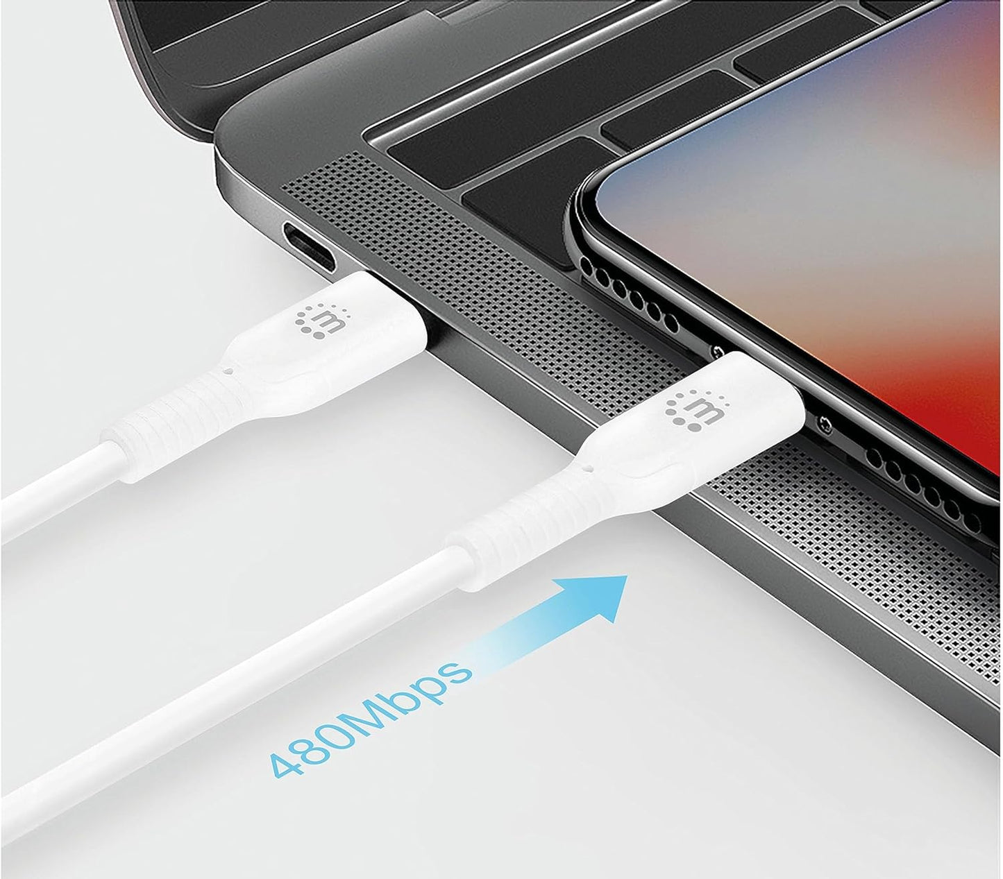 Manhattan 394505 USB-C to Lightning® Charging and Sync Cable 0.5 m White