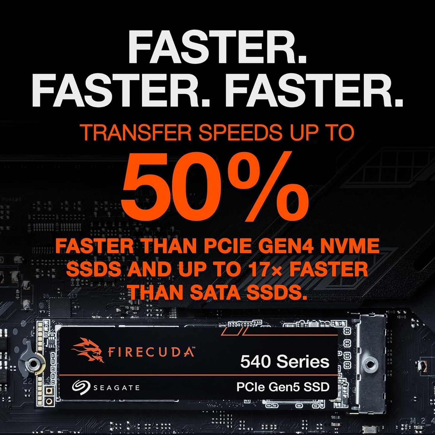 Seagate FireCuda 540 SSD, 1 TB, Internal Solid State Drive - M.2 2280 PCIe Gen5, speeds up to 10,000 MB/s and 2,000 TB TBW, 3 years Rescue Services (ZP1000GM3A004) PC 540 Serie - Gen 5 1TB