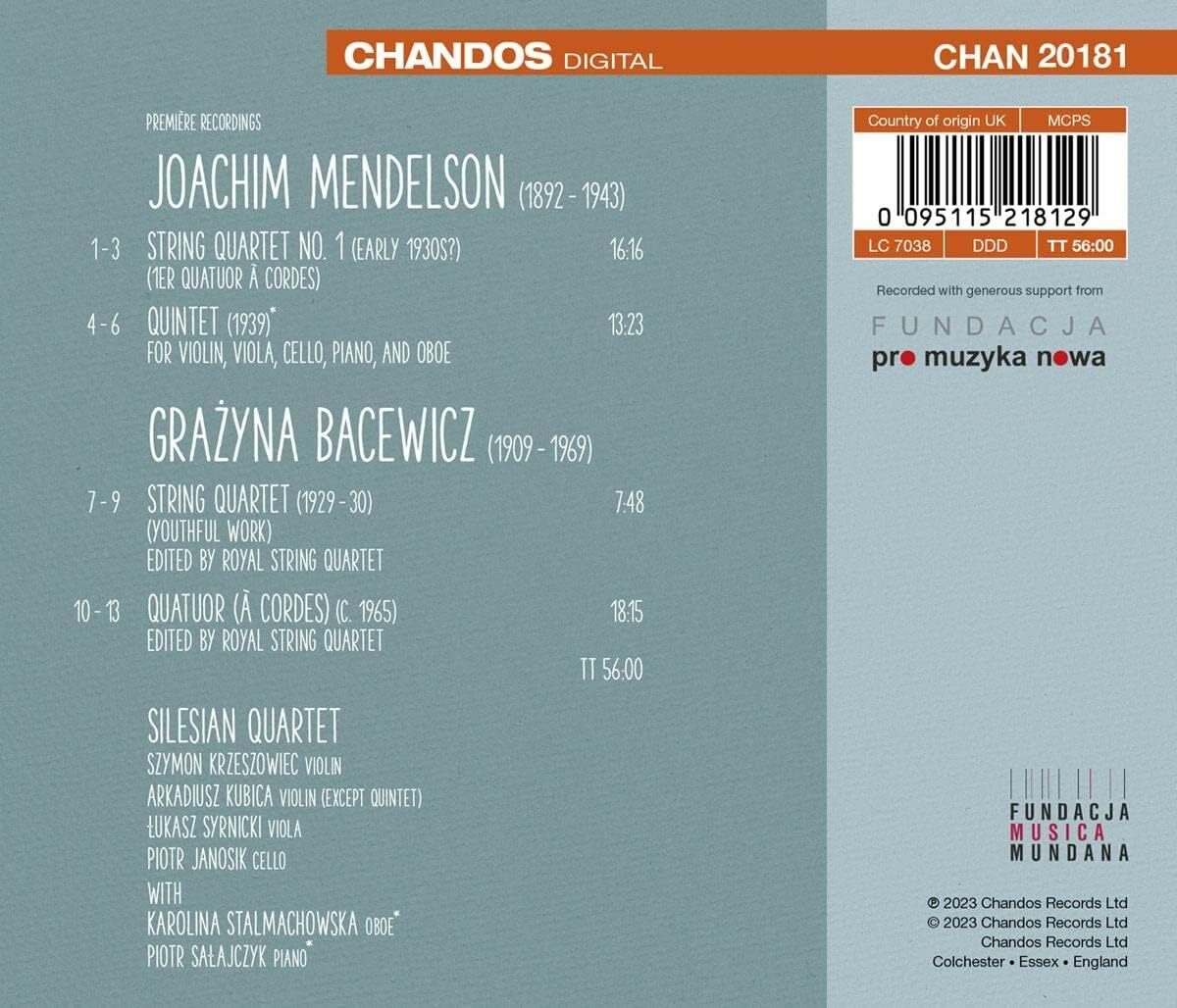 Joachim Mendelson/Grazyna Bacewicz: Chamber Works